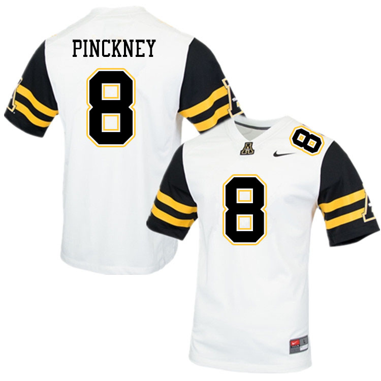 Men #8 Jacoby Pinckney Appalachian State Mountaineers College Football Jerseys Sale-White - Click Image to Close